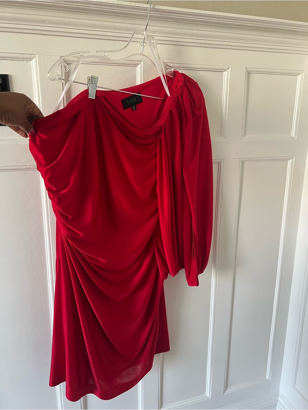 Jade Scarlet One-Shoulder Draped Cocktail Dress
